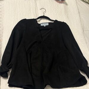 Tuckernuck Black V-Neck Puff Sleeve Blouse
